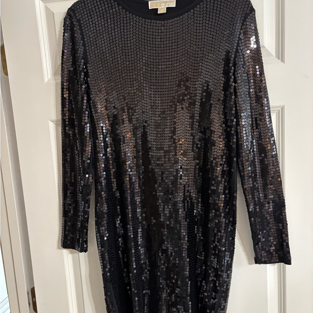 MICHAEL Michael Kors Black Sequin Long Sleeve Dress